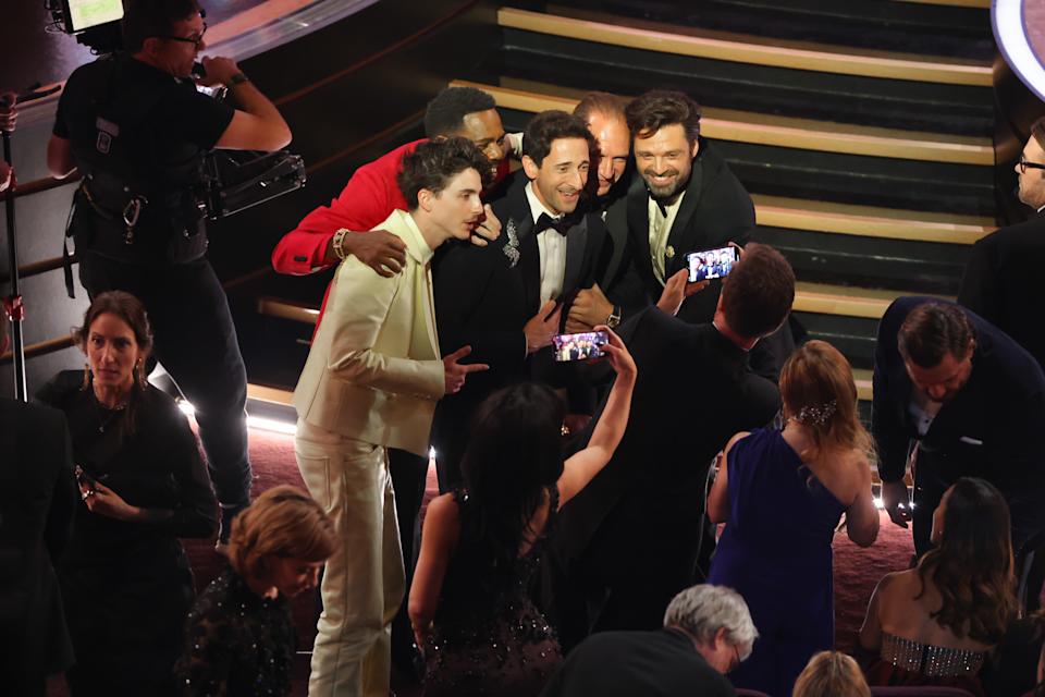 From left: Timothée Chalamet, Colman Domingo, Adrien Brody, Ralph Fiennes and Sebastian Stan