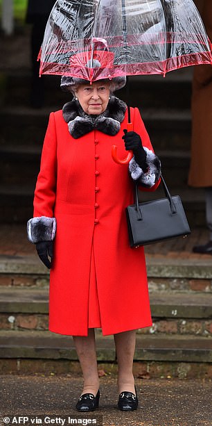 Queen Elizabeth II attends a traditional Christmas Day church service at Sandringham on December 25, 2015
