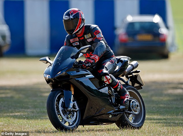 William's Ducati is thought to be able to reach top speeds of 185mph, with him riding it in full leather motorcycle armour
