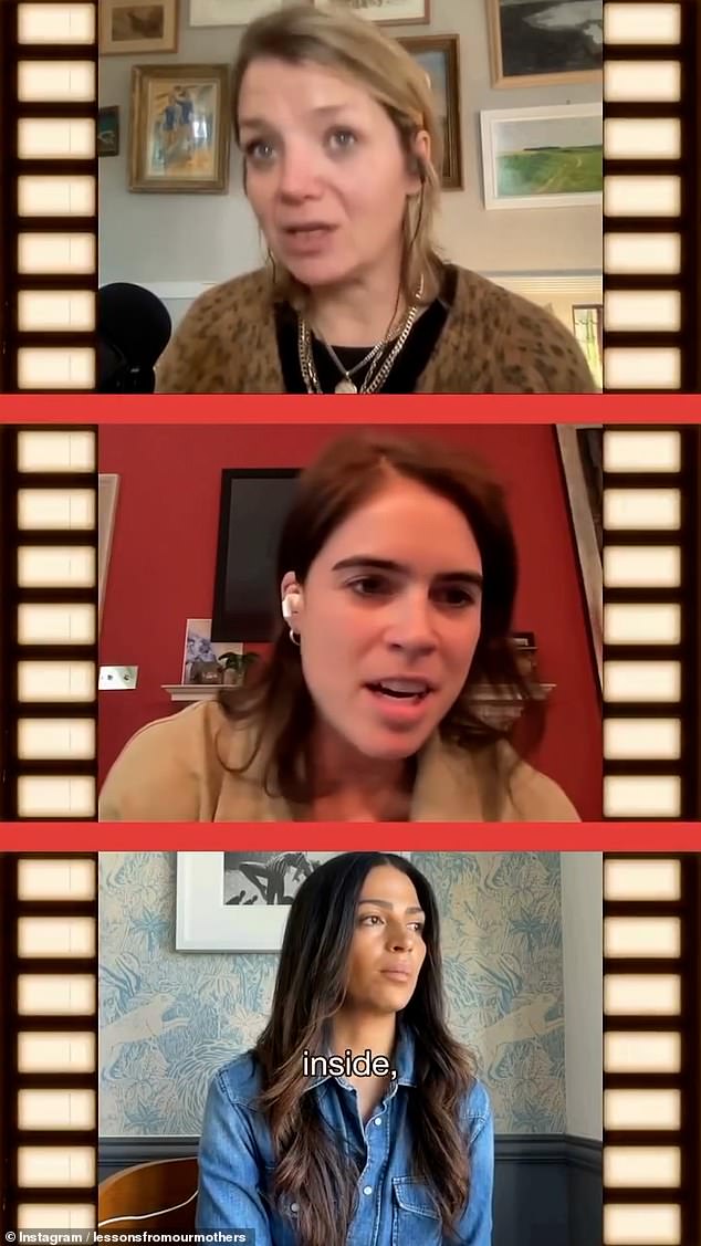 Princess Eugenie (centre) featured in a promotional clip for the new podcast