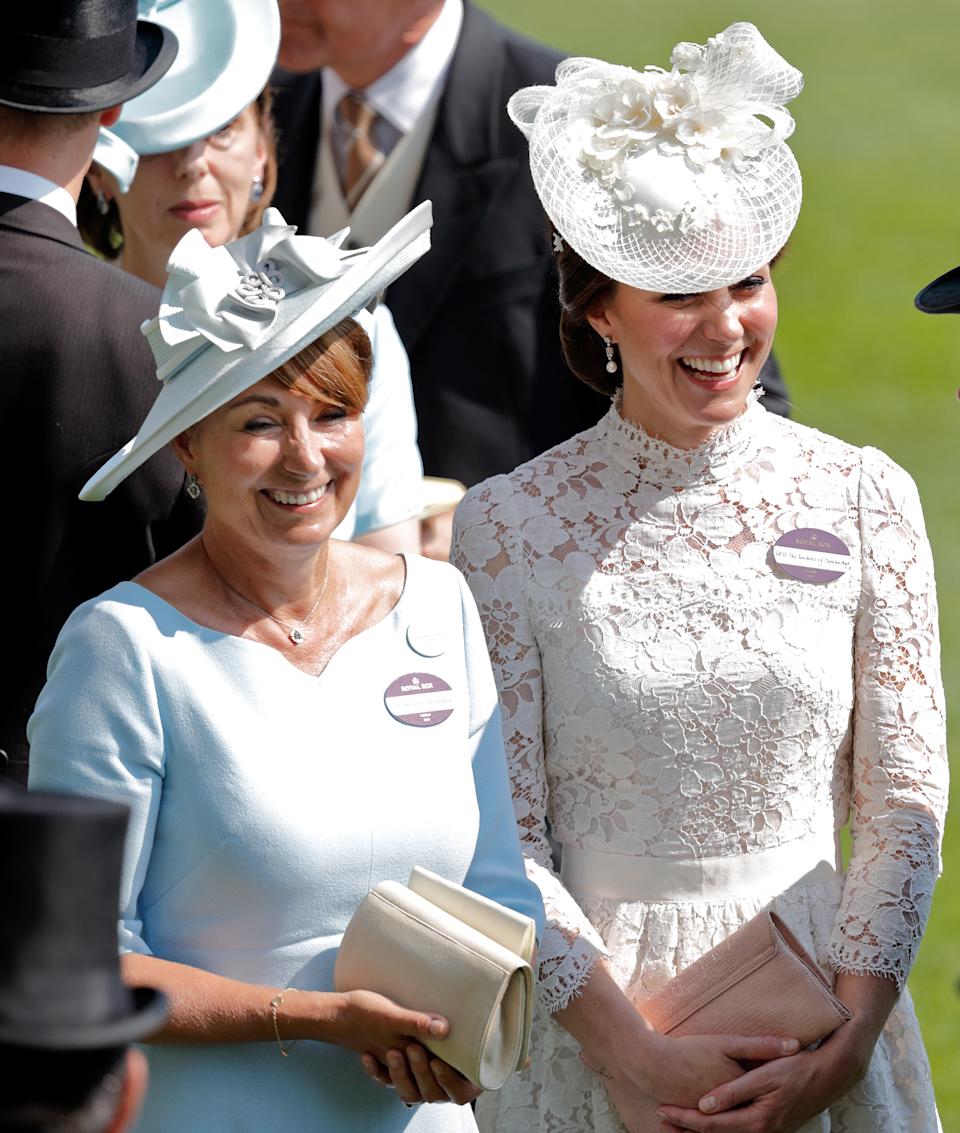 Catherine, Duchess of Cambridge (R) and her mother Carole Middleton attend day 1 of Royal Ascot at Ascot Racecourse on June 20, 2017 in Ascot, England.