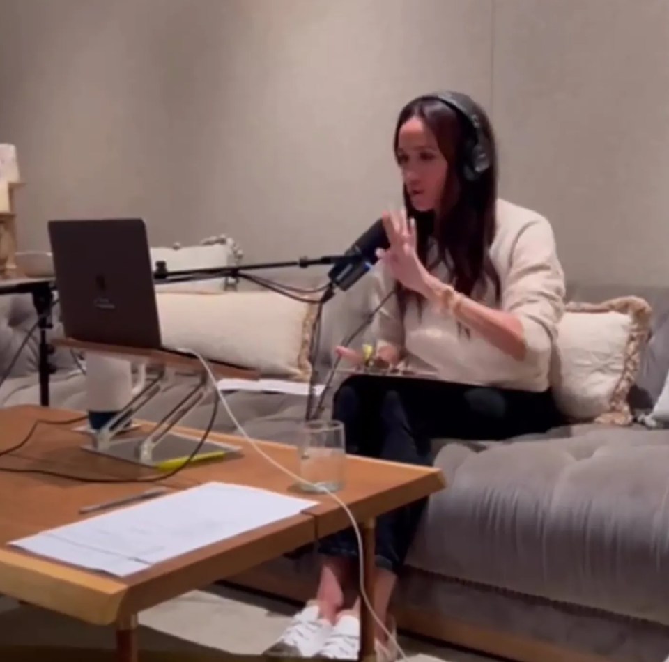 Meghan Markle promoting her podcast trailer.