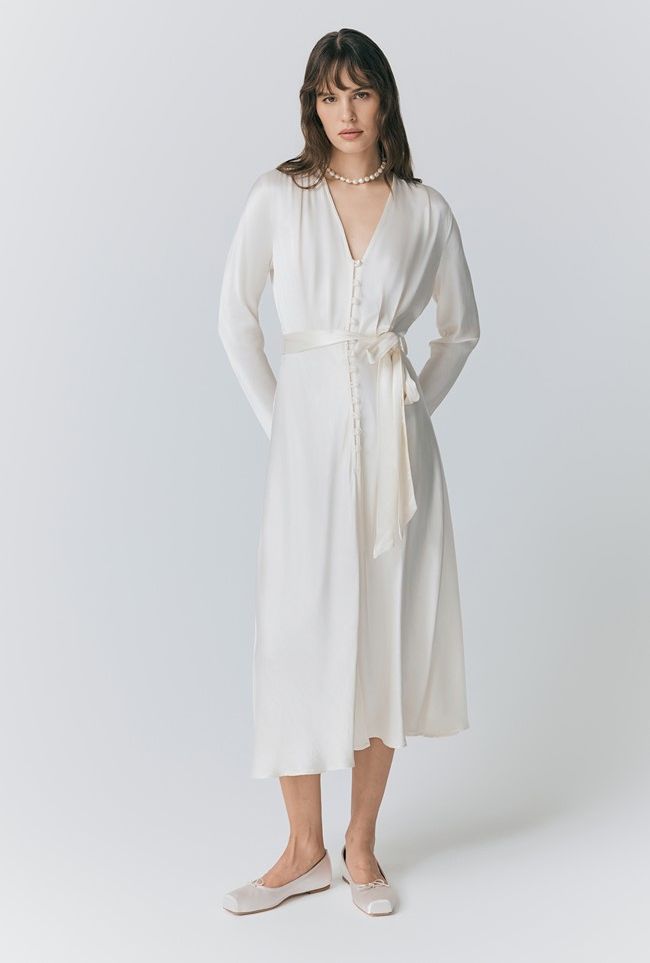 long ghost bridal wedding dress