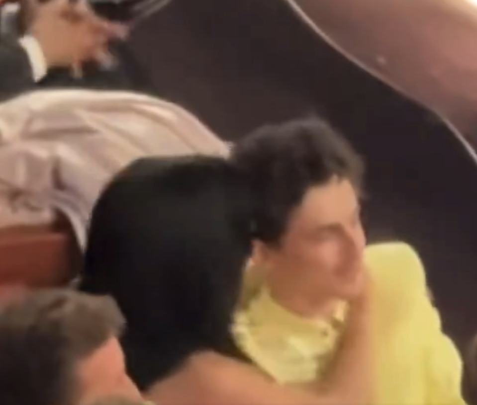 Kylie Jenner hugs Timothee Chalamet from behind