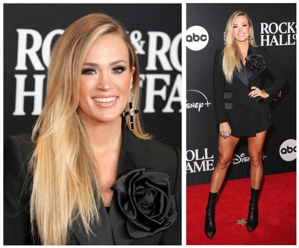 Carrie Underwood, at Rock & Roll Hall red carpet (Brooklyn NY, 11/3/2023)