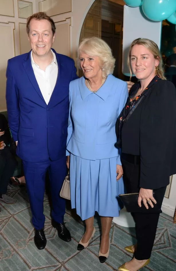 (L to R) Tom Parker Bowles, Camilla, Duchess of Cornwall, and Laura Lopes attend the launch of the "Fortnum & Mason Christmas & Other Winter Feasts" cookbook by Tom Parker Bowles at Fortnum & Mason on October 17, 2018 in London, England