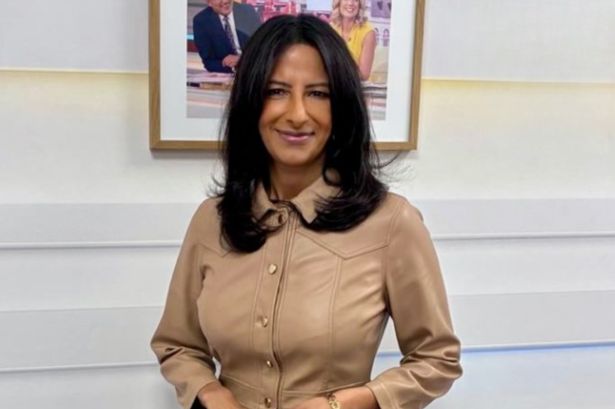 Ranvir Singh in a leather midi dress 