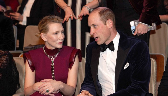 Oscar-winning actress Cate Blanchett chatting with Prince William at the 2023 Earthshot awards in Singapore