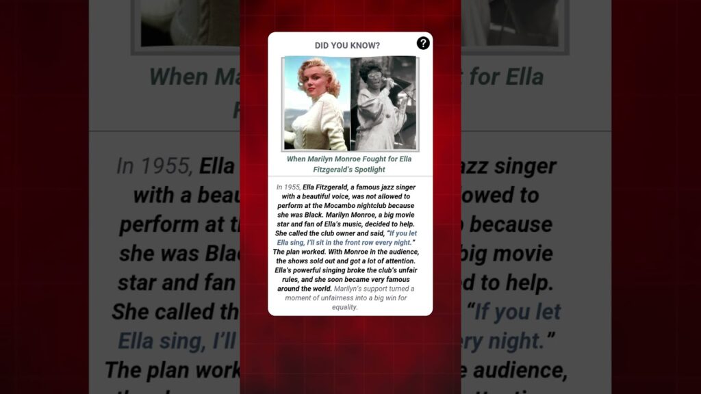 When Marilyn Monroe Fought for Ella Fitzgerald’s Spotlight | #fact #facts #shorts