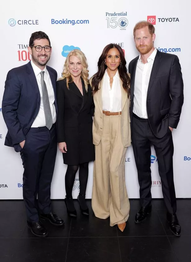 Sam Jacobs, Meghan, Duchess of Sussex, Jessica Sibley and Prince Harry, Duke of Sussex attend the 2025 TIME100 Summit at Jazz at Lincoln Center on April 23, 2025 in New York City