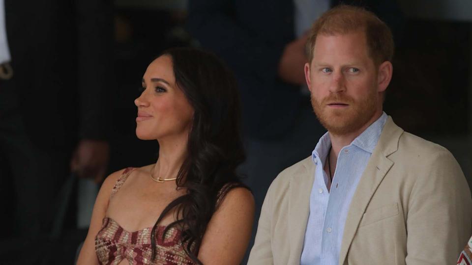 BOGOTA, COLOMBIA – AUGUST 15: Britain’s Prince Harry, Duke of Sussex, and Britain’s Meghan, Duchess of Sussex, visit Delia Zapata Art Center in Bogota, Colombia on August 15, 2024. (Photo by Juancho Torres/Anadolu via Getty Images)