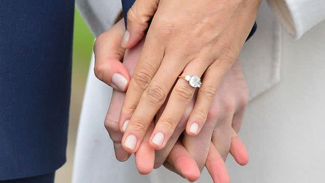 Meghan Markle's engagement ring on the day she and Prince Harry announced their plans to marry on Nov. 27, 2017