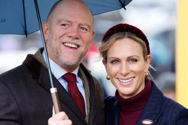 Mike Tindall and Zara Tindall attend the New Year's Day Racing Meet at Cheltenham Racecourse on January 1