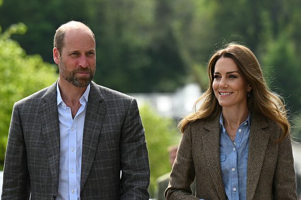 Prince William, Prince of Wales and Catherine, Princess of Wales arrive to visit Aros Hall, a local community hub on April 29, 2025 in Tobermory, Scotland