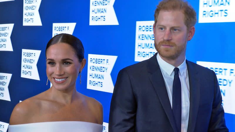 Prince Harry and Meghan Markle, the Duke and Duchess of Sussex, were in New York City to accept the Robert F. Kennedy Ripple of Hope Award on Dec. 6, 2022. (Ted Shaffrey, Associated Press file)