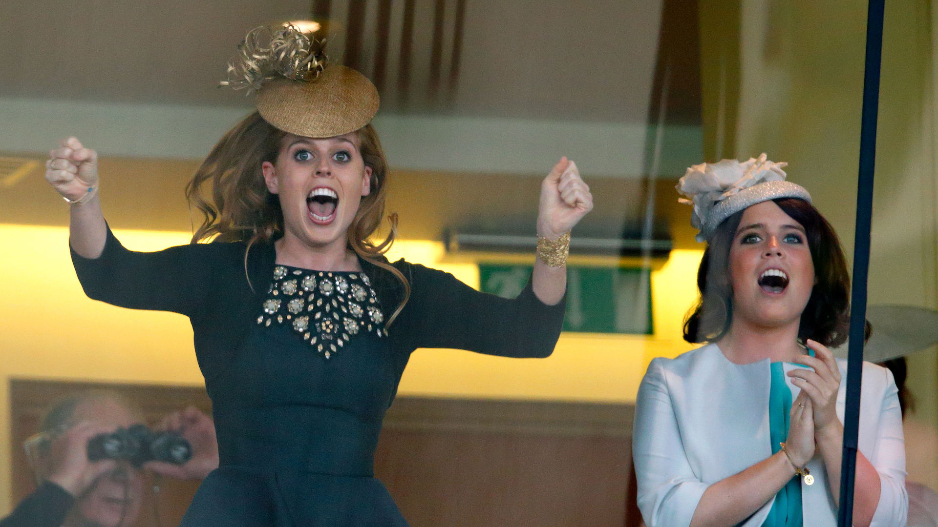 Princess Beatrice and Princess Eugenie cheer Queen Elizabeth II's horse 'Estimate' to victory in the Gold Cup on day 3 'Ladies Day' of Royal Ascot at Ascot Racecourse on June 20, 2013 in Ascot, England