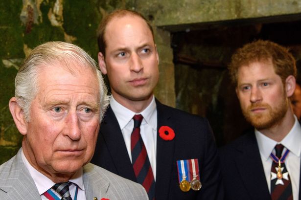 King Charles with Princes William and Harry 
