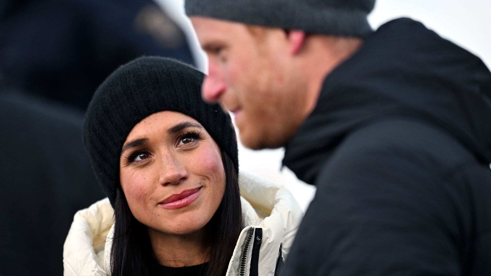 Meghan Markle, Duchess of Sussex, and Prince Harry, Duke of Sussex, attend the Skeleton Finals during day two of the 2025 Invictus Games on February 10, 2025, in Whistler, British Columbia. (Image via Getty/Samir Hussein)
