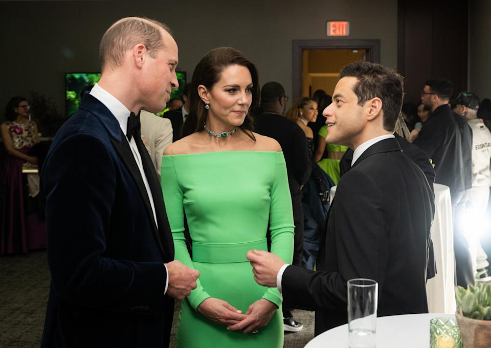 Prince William, Kate Middleton, and actor Rami Malek at The Earthshot Prize 2022 at MGM Music Hall at Fenway on December 02, 2022