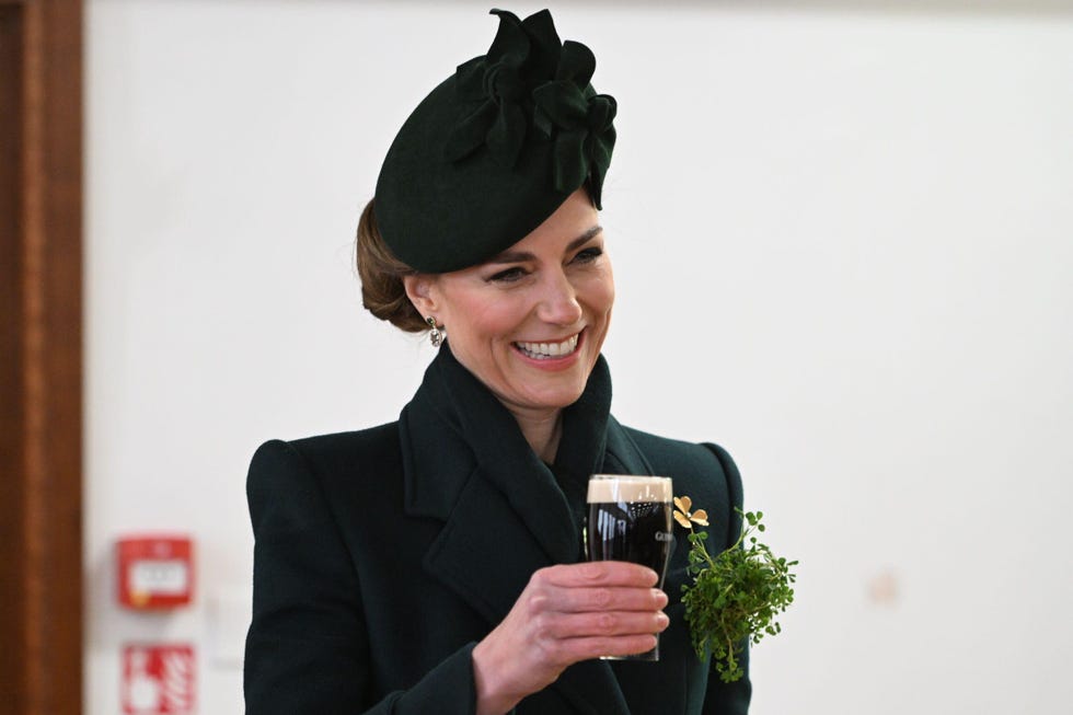 Princess of Wales drinks Guinness 3a3pfy9 the princess of wales enjoys a glass of guinness during a visit to the irish guards for their st patrick's day parade at wellington barracks in london. picture date: monday march 17, 2025