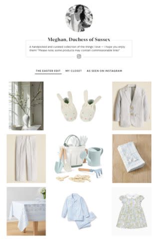 Shopmy/Meghan, Duchess of Sussex Meghan Markle's ShopMy website.