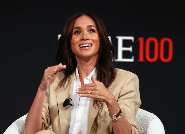 Getty Meghan Markle wearing Princess Diana's heirloom jewelry on her wrist on April 23, 2025