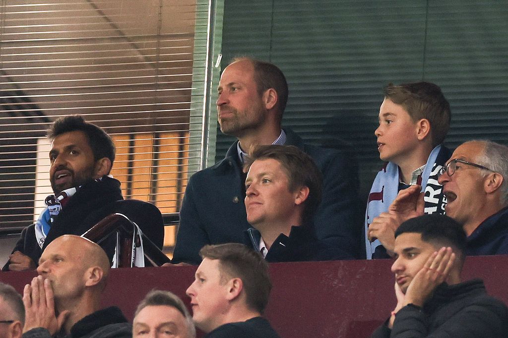 Prince William with Prince George and Duke of Westminster at Villa match