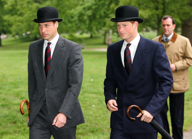 Prince William and Prince Harry arrive at the Cavalry Old...