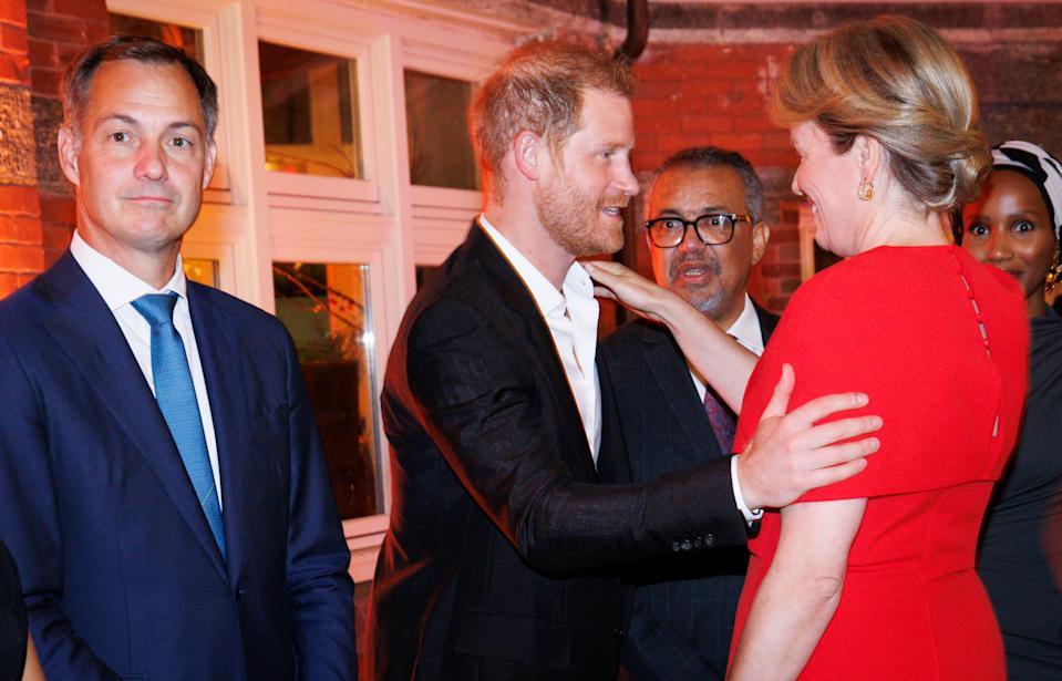 Harry also met Queen Mathilde of Belgium (right) and WHO director Dr Tedros Adhanom Ghebreyesus at the dinner in New York (Shutterstock)