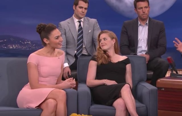 Amy Adams and Gal Gadot together on ABOUT CONAN on April 1, 2016