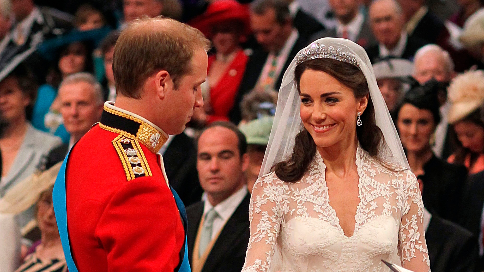 Prince William and Catherine Middleton exchange vows during their Royal Wedding at Westminster Abbey on April 29, 2011