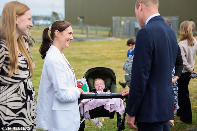 Britain's Prince William meets members of the public during an official visit at RAF Valley