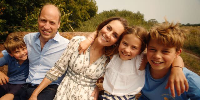 Getty Images Prince Louis, Prince William, Princess Kate, Princess Charlotte, and Prince George in a video released September 9, 2024