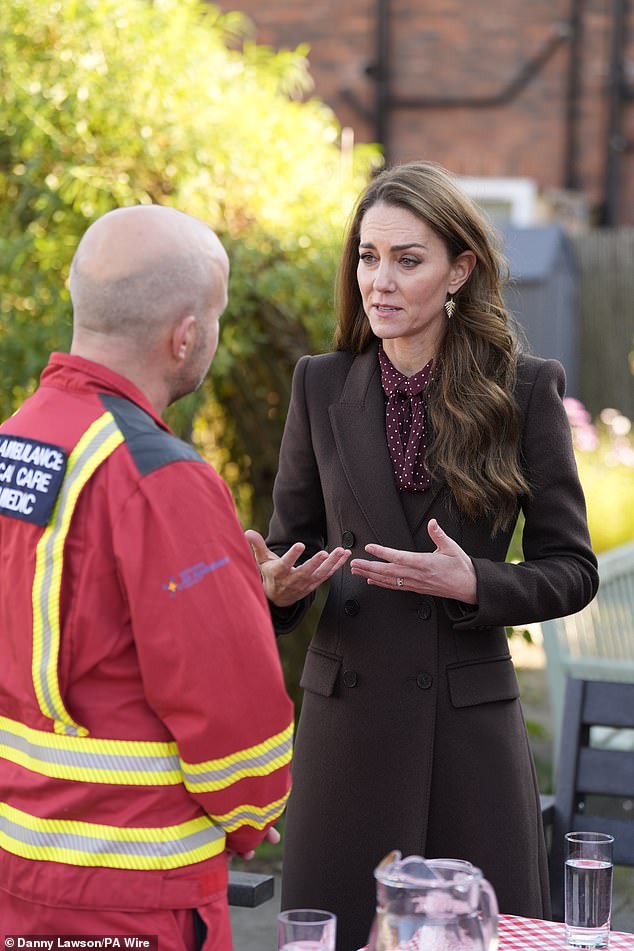 The Princess appeared emotional while talking with one critical care paramedic today