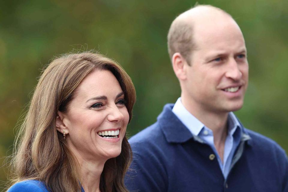 <p>Chris Jackson/Getty</p> Catherine, Princess of Wales smiles as she arrives for the visit to SportsAid at Bisham Abbey National Sports Centre, with Prince William, Prince of Wales, to mark World Mental Health Day on October 12, 2023 in Marlow, England.