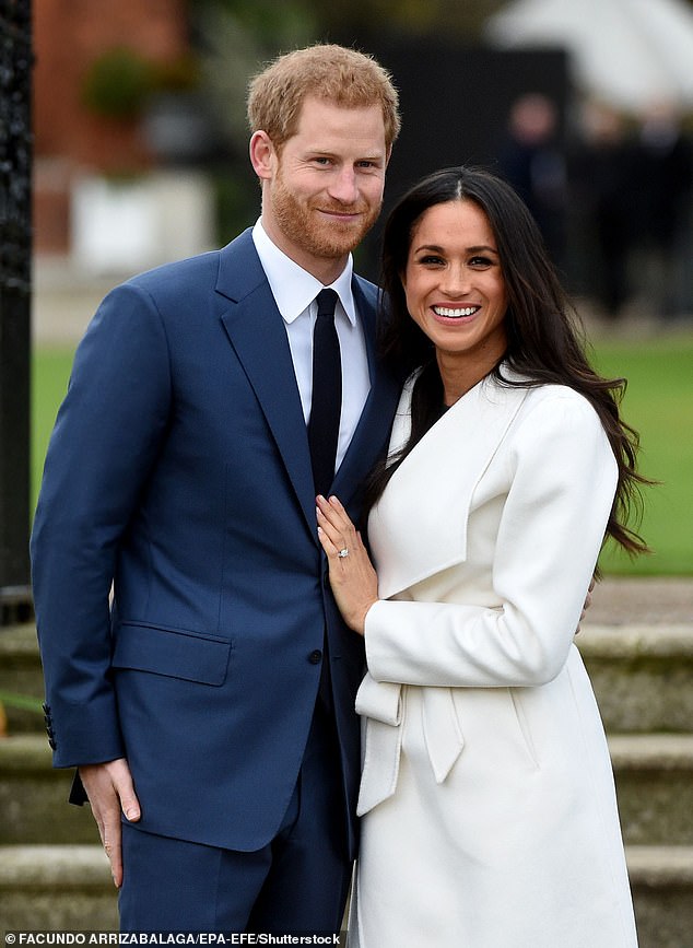 Prince Harry and Meghan Markle after announcing their engagement in the Sunken Garden in Kensington Palace on November 27, 2017
