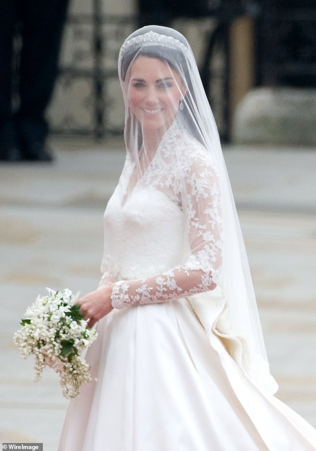 Kate looks radiant in a Sarah Burton-designed dress for Alexander McQueen