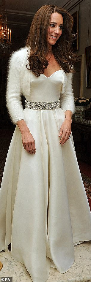 The A-line gown designed by Sarah Burton for Alexander McQueen that Kate wore to her evening reception