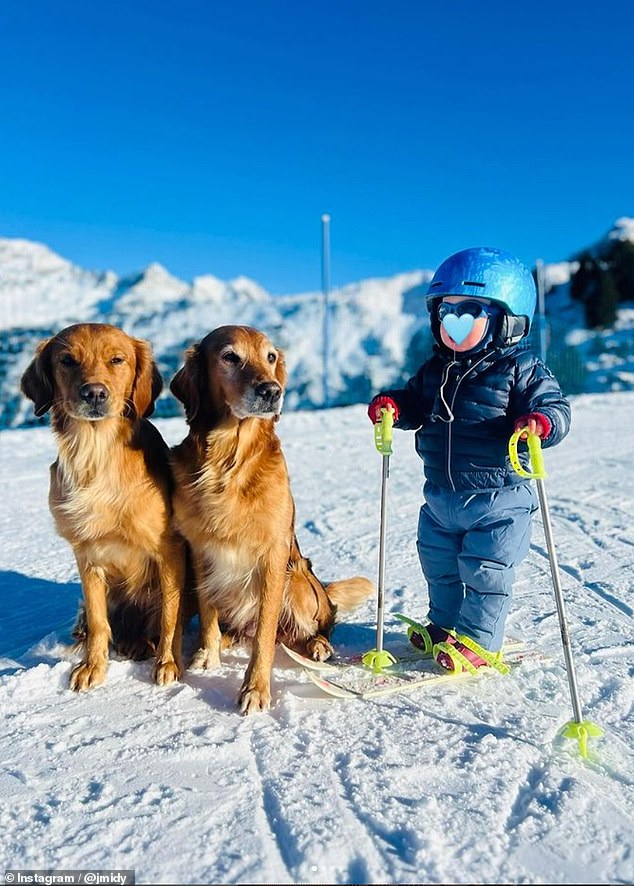James said the 18-month-old fell 'in absolute love' with golden retriever, Isla, so much so that the tot at one point thought he was a dog and spent a year of his life on 'all fours'