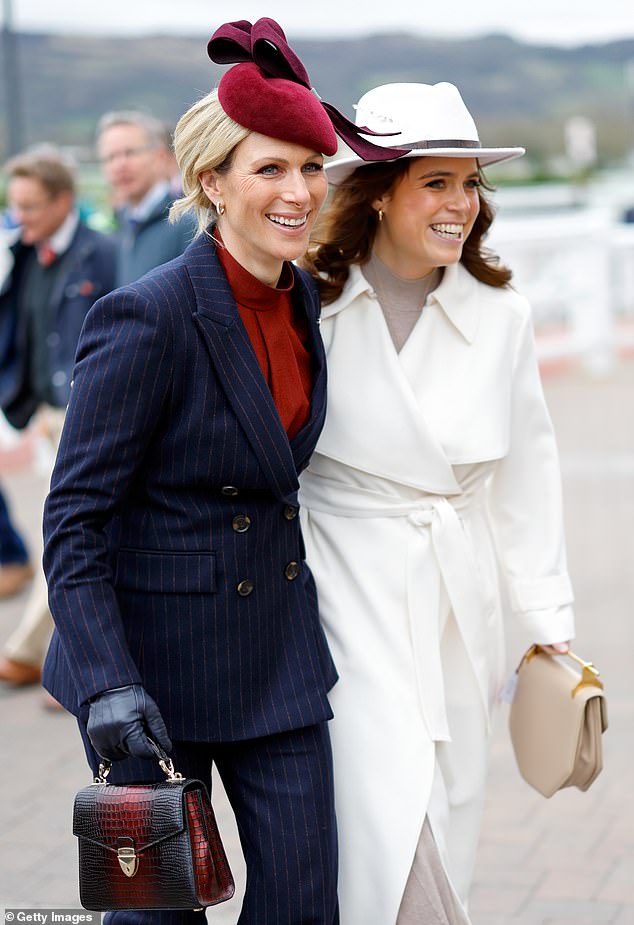 The Duke and Duchess of York 's youngest daughter has seemingly relied upon her other royal cousins, Princess Anne's children Zara Tindall (pictured left in March at Cheltenham) and Peter Phillips