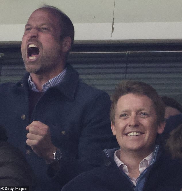 Prince William was accompanied by his old friend the Duke of Westminster (pictured right) yesterday evening