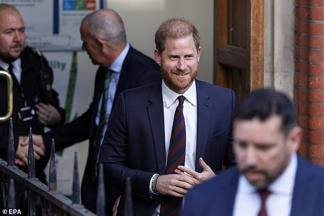 Prince Harry in court earlier this month where he has mounted a legal challenge to restore British police protection after it was revoked in 2020, following his split from the Royal Family