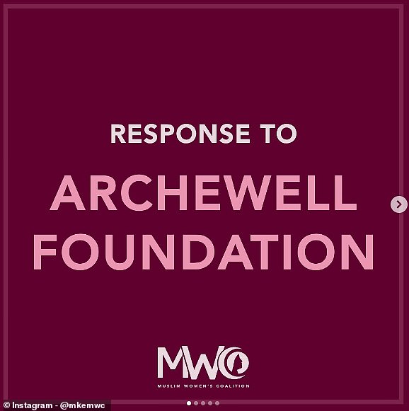 Writing in a letter addressed James Holt and Shauna Nep, of Archewell, she claimed the accusation that her comments on Israel were 'hate speech' was 'a profound misrepresentation' and said the Sussex's were 'choosing PR over principle'.