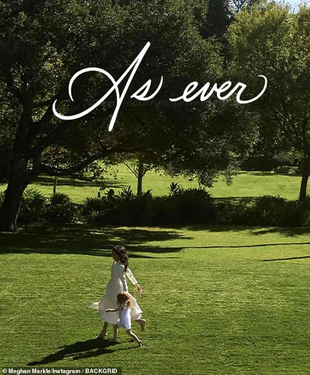 The photographer captured Meghan with Lilibet, three, in Montecito for the As Ever homepage (pictured)