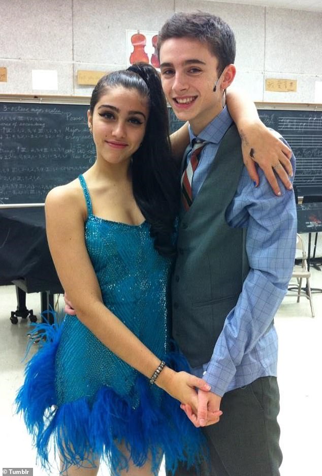 Chalamet is seen here holding hands with Lourdes at the school in 2013