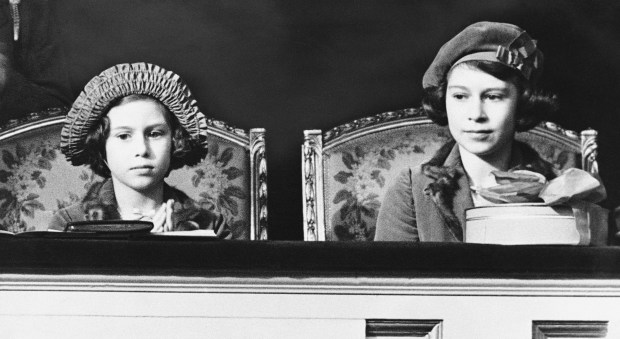 Princess Elizabeth, left, and her younger sister, Princess Margaret Rose,...