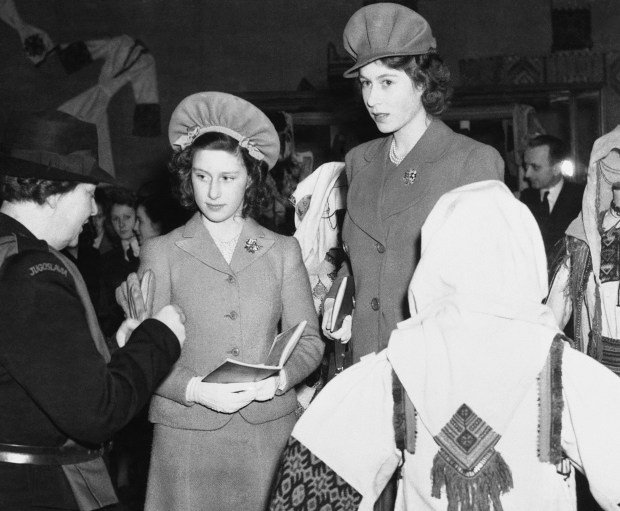 Great Britains Princesses Margaret Rose, left, and Elizabeth, center, appeared...