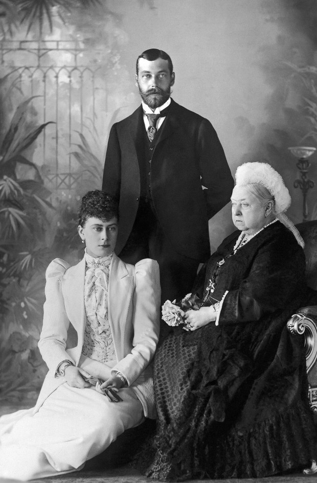 King George V and Queen Mary with the late Queen...