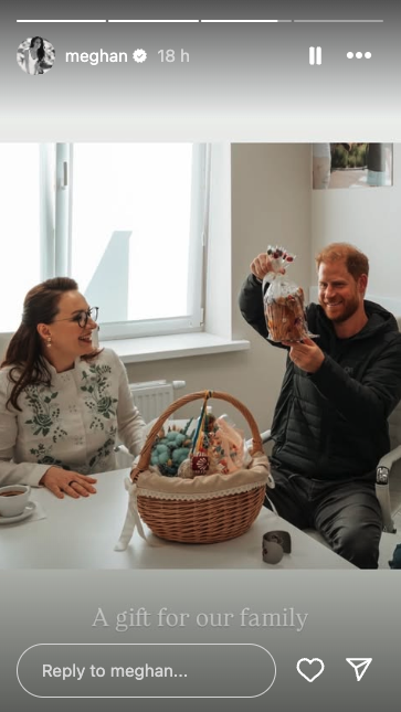 Meghan Markle shared two photos of a special gift of bread cake received by Prince Harry from the people of the Ukraine