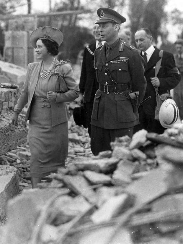 Britain’s Queen Elizabeth, now known as the Queen Mother, with...
